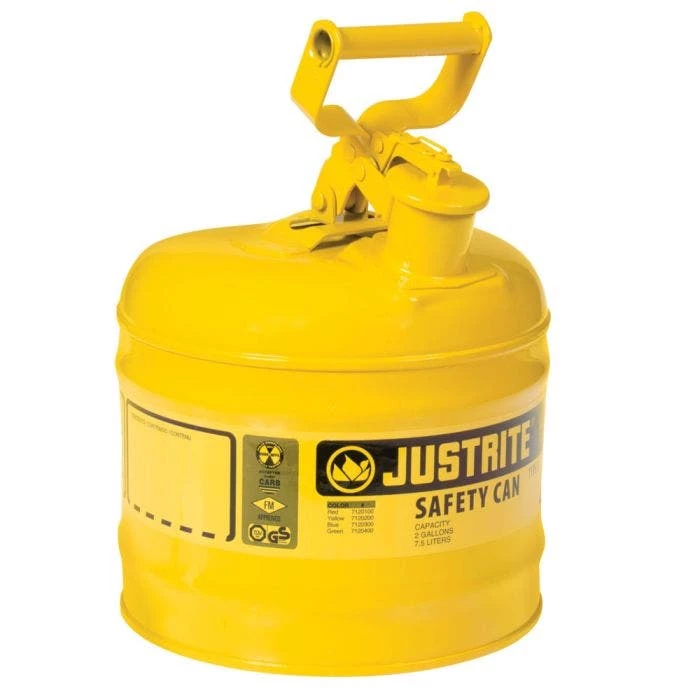 Justrite Type I Safety Can 2 Gal, Yellow 1 Justrite Type I Safety Can 2 Gal, Yellow