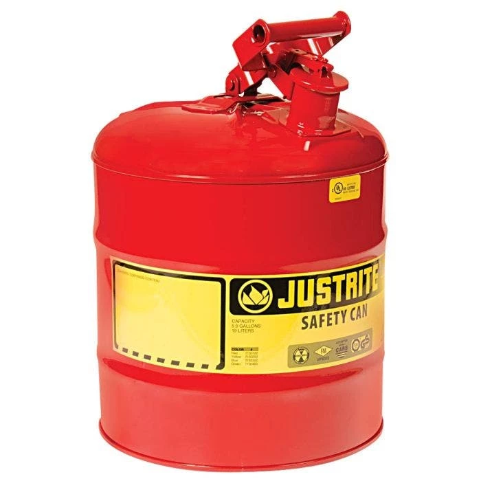 Justrite Type I Safety Can With Funnel 5 Gal, Red 2 Justrite Type I Safety Can With Funnel 5 Gal, Red - Image 2