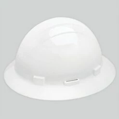 Safety Helmet Full Brm W/Access Slots 4-Point Mega Ratchet Suspn White