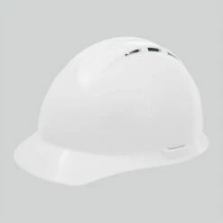 Safety Helmet Vented W/Access Slots 4-Point Mega Ratchet Suspn White