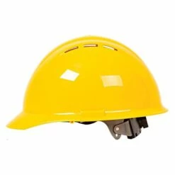 Safety Helmet Vented W/Access Slots 4-Point Mega Ratchet Suspn Yellow -Wilson Bros Gardens Shop 19452yeeram side 1