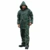 Premium Polyester Coated Rainsuit, Green, Large