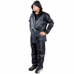 Premium Polyester Coated Rainsuit, Blue, Medium