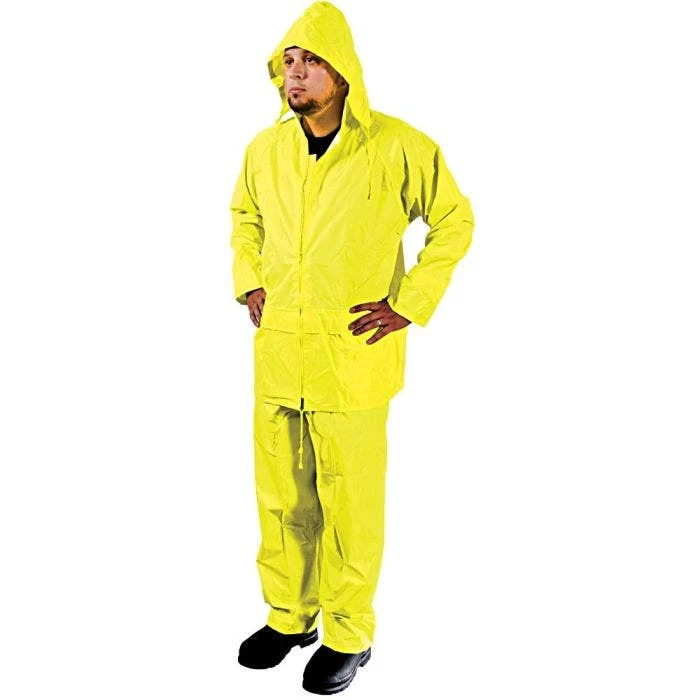 Premium Polyester Coated Rainsuit, Yellow, Large 1 Premium Polyester Coated Rainsuit, Yellow, Large