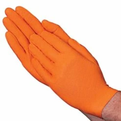 6mil Orange Nitrile Disposable Industrial Glove With Diamond Texture 100/Box