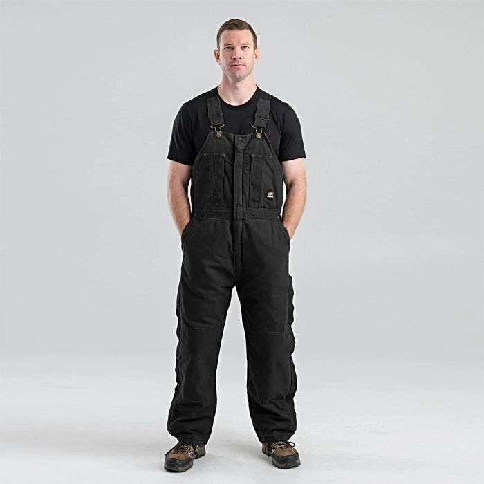 BERNE Original Washed Insulated Bib Overalls Black Small 1 BERNE Original Washed Insulated Bib Overalls Black Small