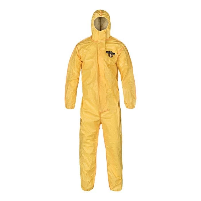 Chemical Protective Coveralls With Attached Hood Yellow 2XL 1 Chemical Protective Coveralls With Attached Hood Yellow 2XL