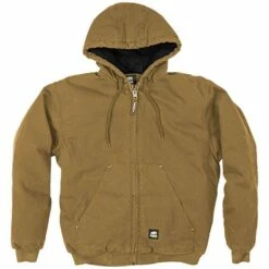 BERNE Original Washed Hooded Jackets, Driftwood, Size Medium Tall