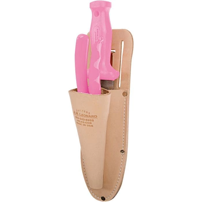 Pink Leonard Deluxe Soil Knife And Pink Traditional Bypass Pruner With Sheath 2 Pink Leonard Deluxe Soil Knife And Pink Traditional Bypass Pruner With Sheath - Image 2