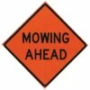 Roll Up 36in Non Reflective Mesh Safety Sign: Mowing Ahead
