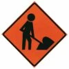 Roll Up 36in Non Reflective Mesh Safety Sign: Men Working Symbol