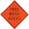 Roll Up 36in Non Reflective Mesh Safety Sign: Tree Work Ahead