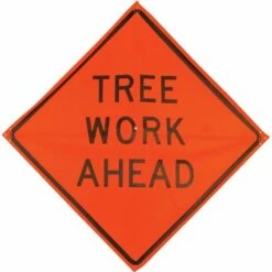 Roll Up 36in Non Reflective Mesh Safety Sign: Tree Work Ahead