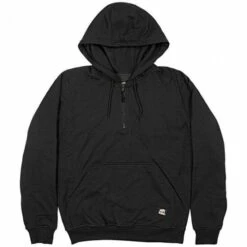BERNE Mastic Thermal-Lined Hooded Quarter-Zips, Black, Large