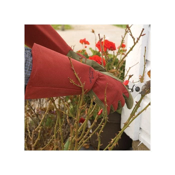 West County Thorn-Proof Unisex Rose Suede Gloves, Ruby Red With Olive Palms 5 West County Thorn-Proof Unisex Rose Suede Gloves, Ruby Red With Olive Palms - Image 5