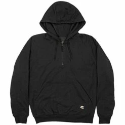 BERNE Mastic Thermal-Lined Hooded Quarter-Zips, Black, Tall Sizes